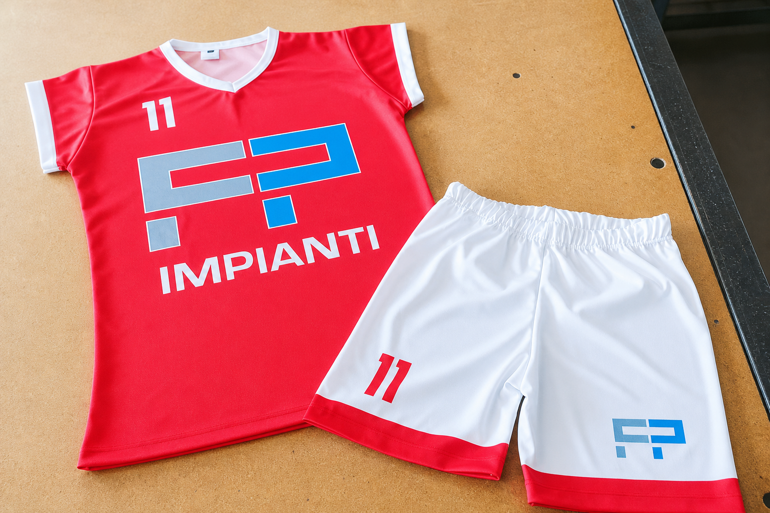 Completo volley rosso e bianco personalizzato